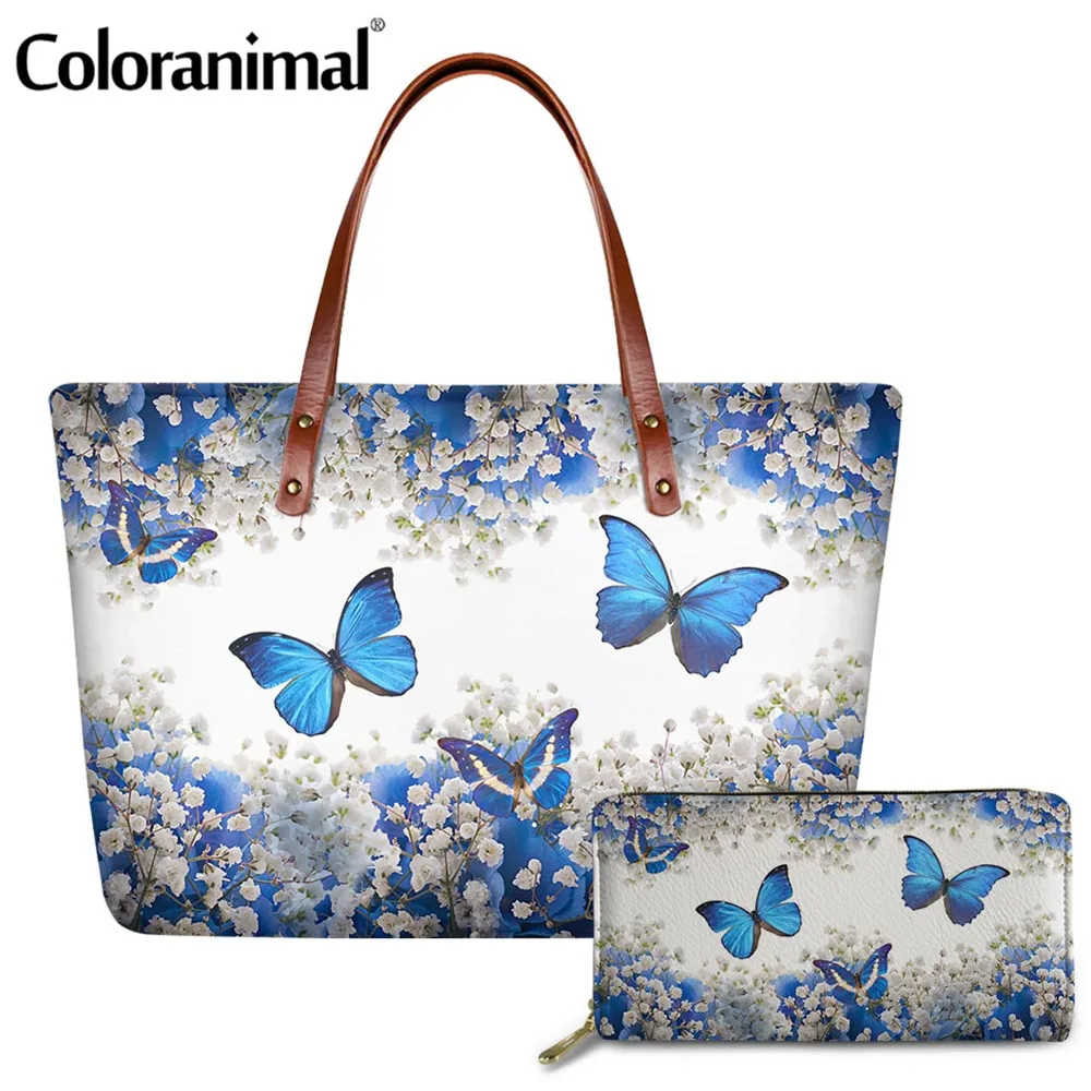 Женская сумка-тоут из экокожи с принтом бабочек | Багаж и сумки