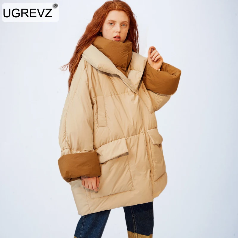 UGREVZ/Новинка года; Модные женские куртки; свободная парка; теплые зимние женские пальто; повседневные утепленные парки; женские пуховики; большие размеры