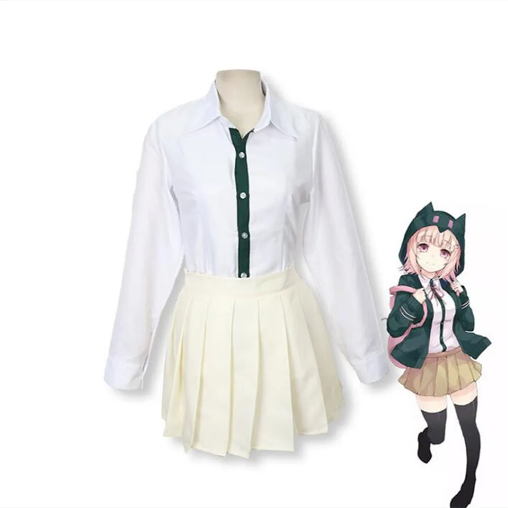 

Anime Danganronpa 2 Nanami ChiaKi Girls Hooded JK Uniform Full set Cosplay Costume