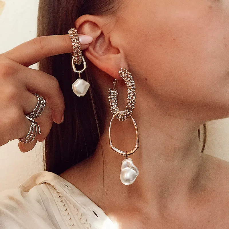 Модные изысканные Висячие серьги для женщин кристалл цветок жемчуг гламур ZA