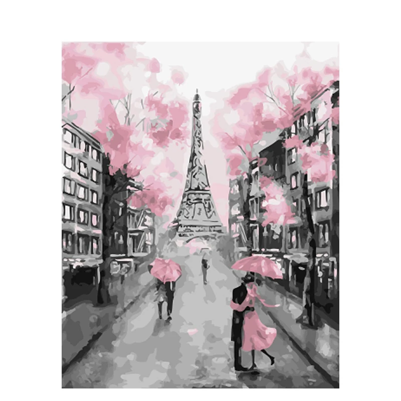 

GATYZTORY Frameless Romantic Paris DIY Painting By Numbers Modern Wall Art Canvas Painting Unique Gift For Home Decors 40x50cm