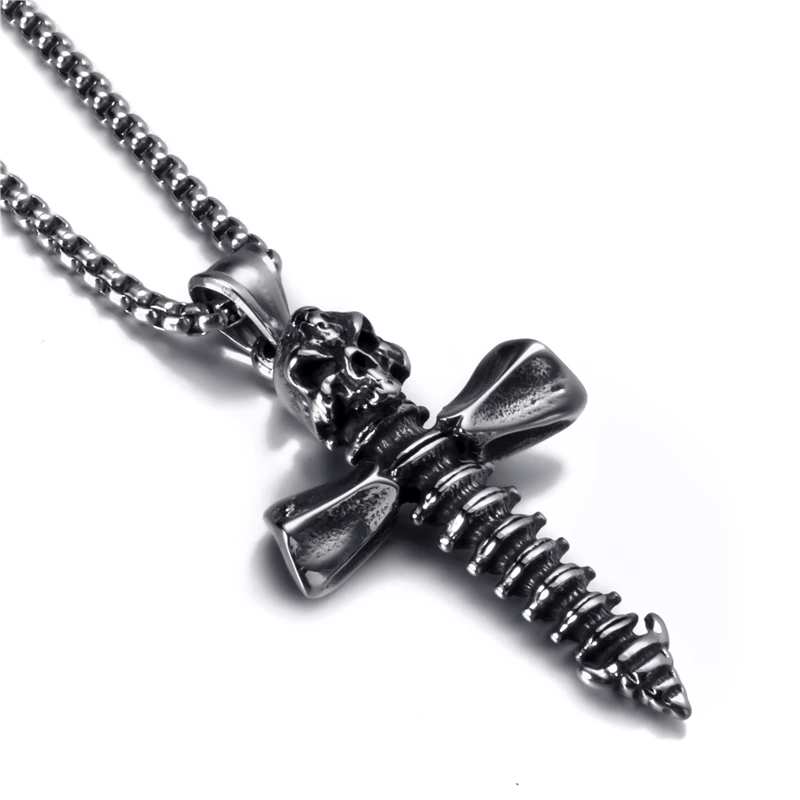 Elfasio мужское ожерелье с подвеской из нержавеющей стали в стиле панк черепом и
