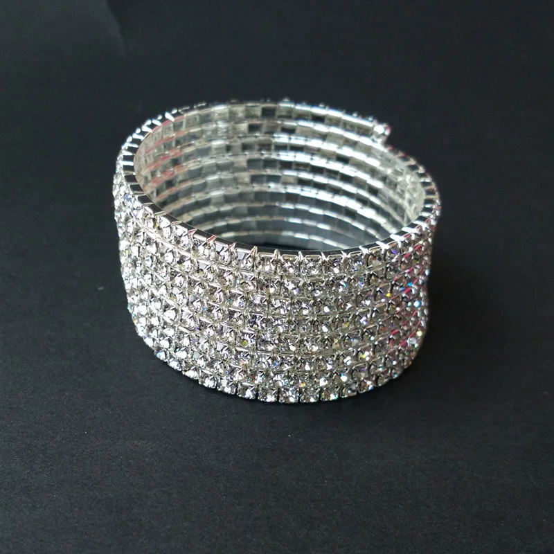 

8-row Bangles Pulseiras Bracelet Silver Plated and Gold Color Crystal Rhinestone Spiral Bracelets Amp Bangles for Women