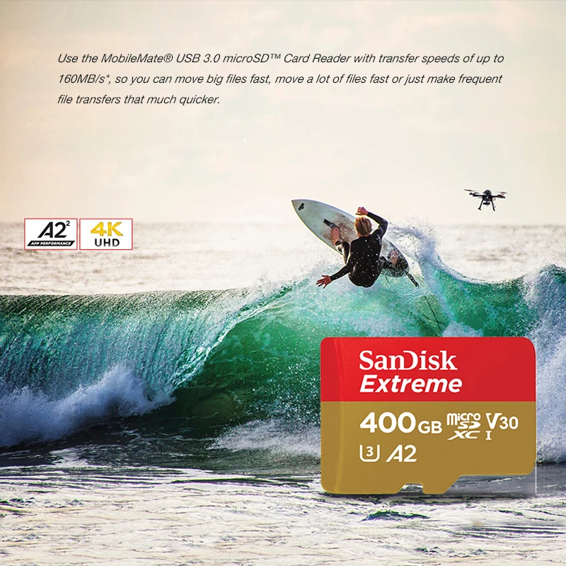 SanDisk Original Micro SD card A2 400GB 256GB 128GB 64GB A1 32GB Menory card Extreme Ultra microsd card 4K V30 TF Flash card