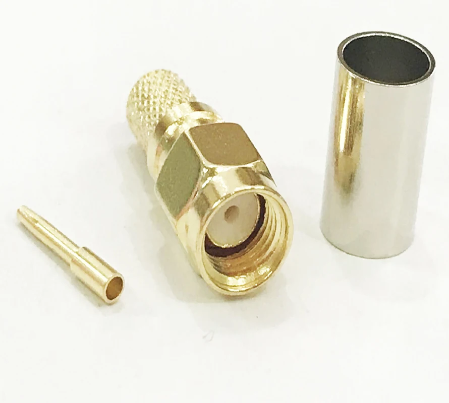 10pcs RP-SMA Male Plug Crimp for RG8X RG-8X LMR240 Coaxial Coax Cable Straight Connector | Connectors