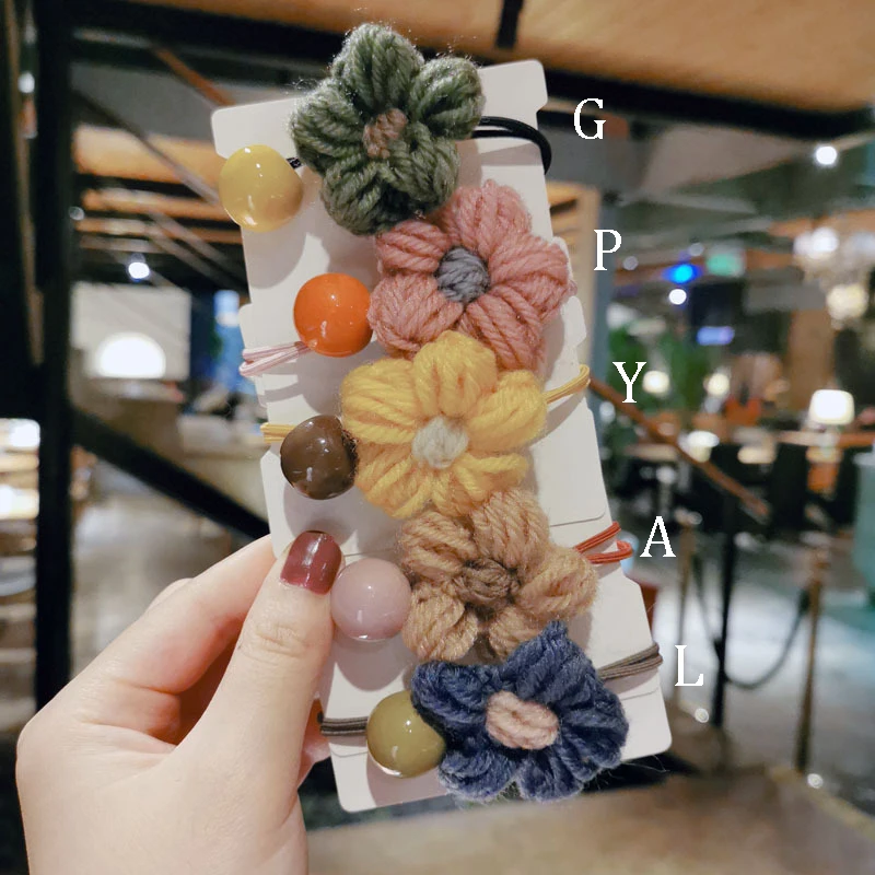 2020 Модный женский головной убор шерсть цветок милый простой резинка кольцо для