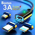 Магнитный кабель Micro USB 2 м для iPhone Samsung, провод для быстрой зарядки и передачи данных, магнитное зарядное устройство, USB Type C 3A, телефон