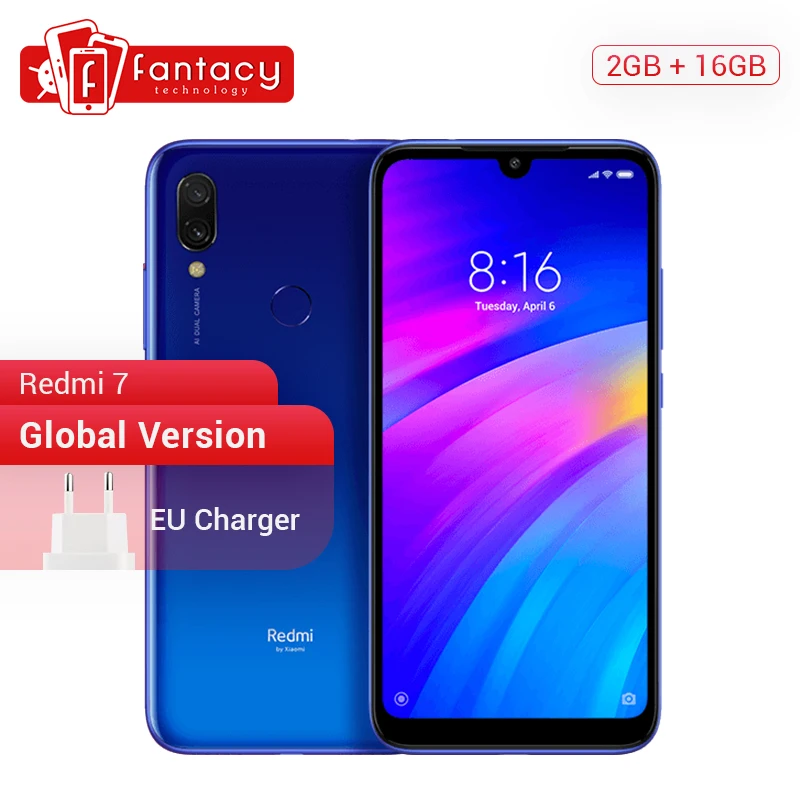 Глобальная версия Xiaomi Redmi 7 2 ГБ 16 6 26 дюйма HD экран Восьмиядерный процессор Snapdragon 632