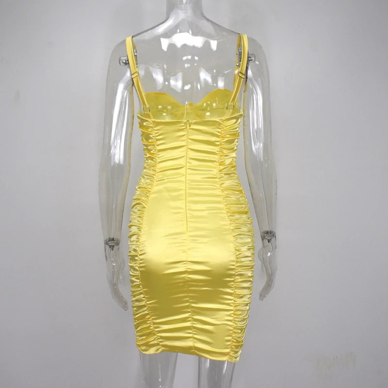 

Satin Party Dress Women 2020 Summer Push Up Padded Elegant Midi Dress Strap Woman Party Night Sexy Bodycon Dresses Club Vestidos