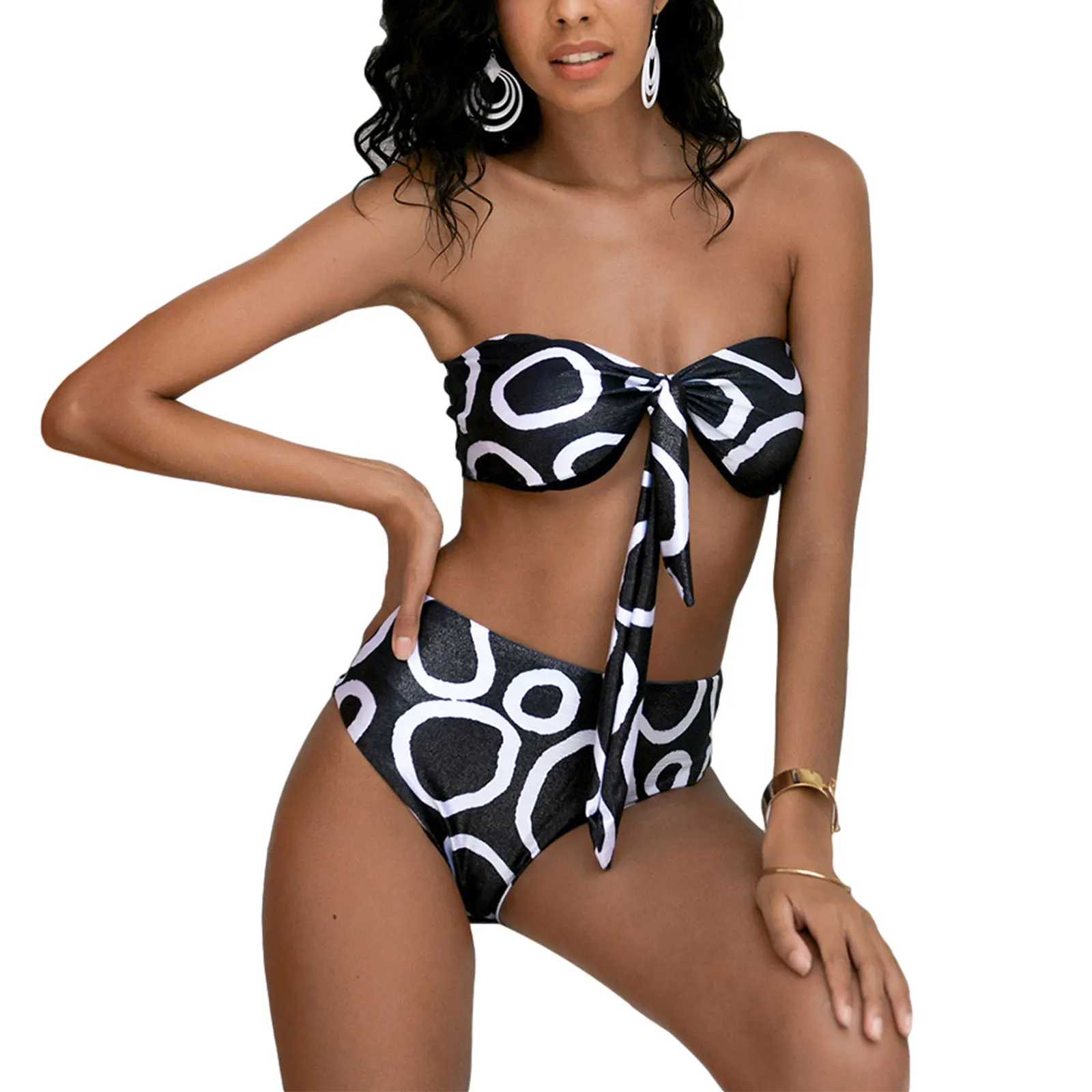 Женские сексуальные костюмы бикини из двух частей с разрезом бандажный топ-труба