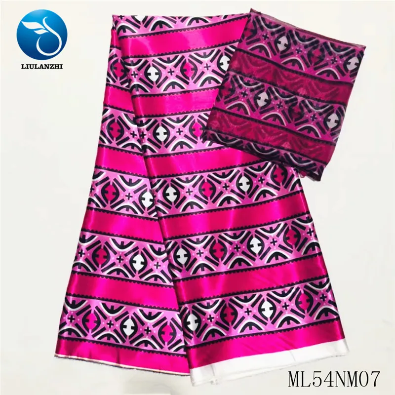 Африканская шелковая ткань LIULANZHI лента 4 + 2 ярда Красная атласная Анкары для