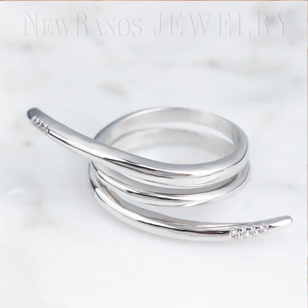 Женское многослойное кольцо с фианитом RGY82|fashion rings|ring fashionring ring |