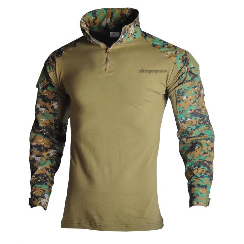 shirts woodland digi Тактические костюмы рубашка+ брюки с налокотниками Наколенники Мужская камуфляжная одежда для охотников Мультикам военная форма - Цвет: shirts woodland digi