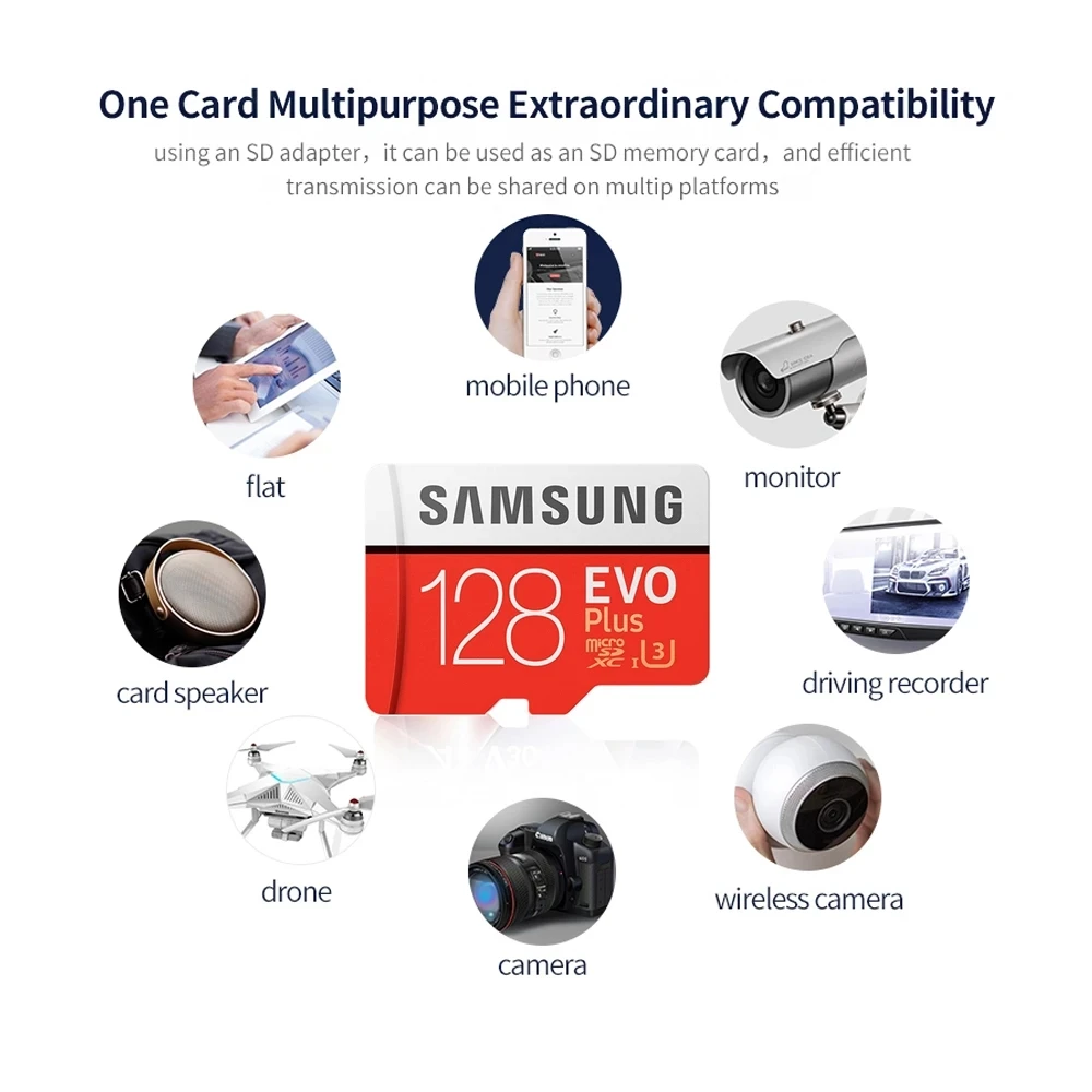 SAMSUNG карта памяти Micro SD класс 10 128 ГБ 32 64 256 | Компьютеры и офис