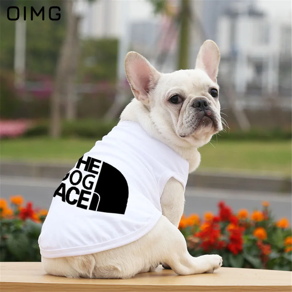 

OIMG 100% Cotton Clothes For Dogs Funny Letter Big Large Dog Shirts Summer Pet Cat French Bulldog Pomeranian Dog Shirts