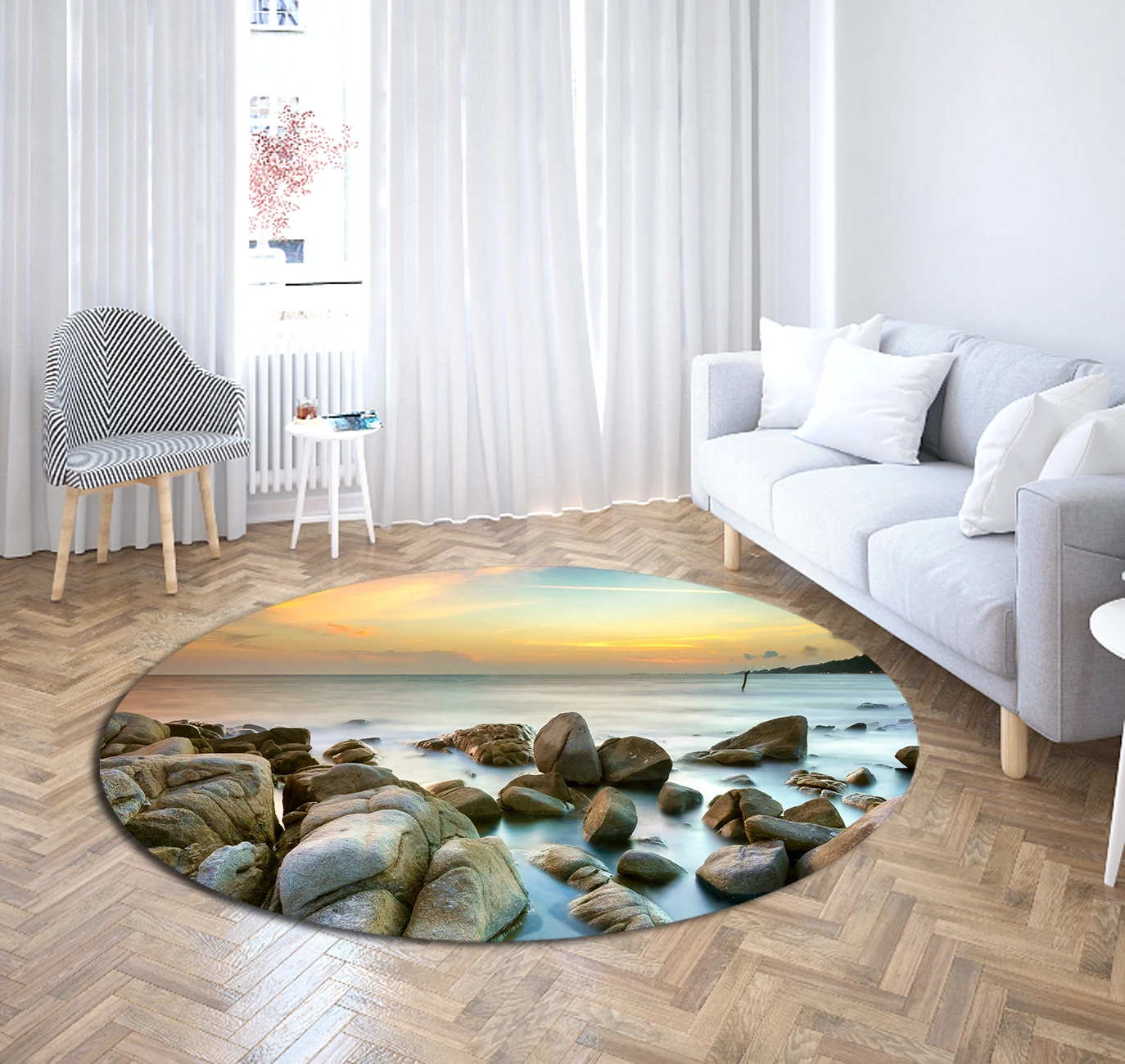Пляжные коврики из полиэстера с принтом камней круглые для гостиной спальни