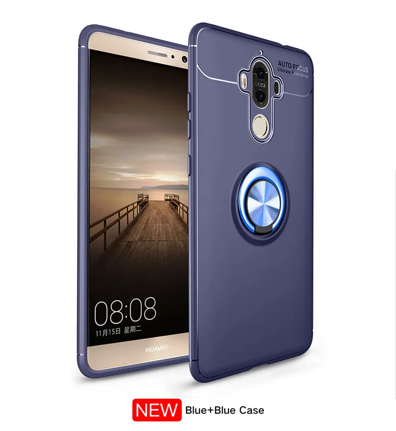 Blue Чехол для телефона s для huawei mate 9 Pro, чехол для huawei mate 9, чехол с магнитным кольцом, автомобильный держатель, силиконовый чехол из ТПУ для Huwei mate 9 - Цвет: Blue