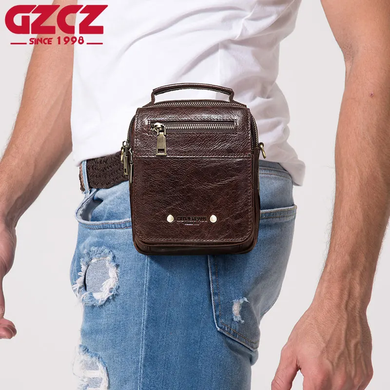 

Сумка на пояс GZCZ, из натуральной воловьей кожи, повседневная, для мальчиков