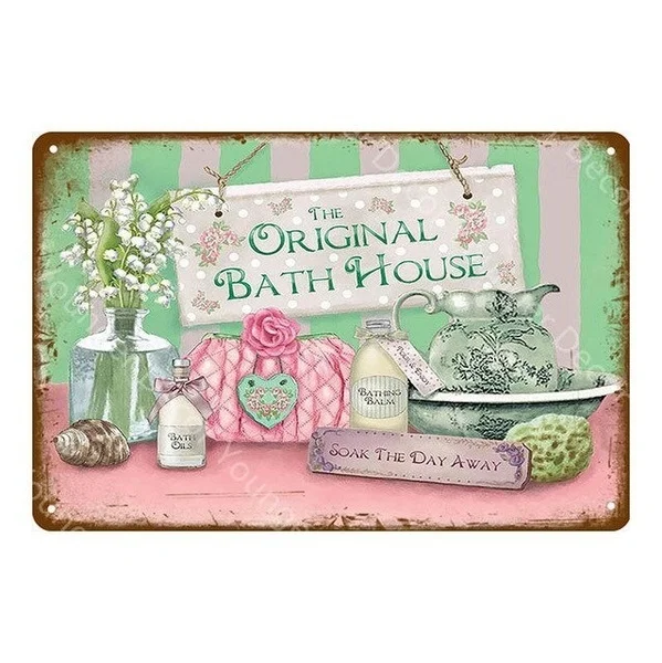 

Family Kitchen Decor Garden Poster Vintage Wall Plaque Outdoor Decoration Laundry Room Metal Signs Bath Bathing Plate YI-029