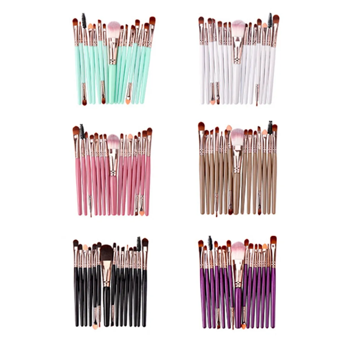 15 шт./компл. набор кистей для макияжа Пудра кисть теней подводка глаз с ресницами