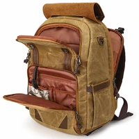 photography waterproof retro batik canvas leather backpack w usb port fit 15 4inch laptop men camera bag travel carry case