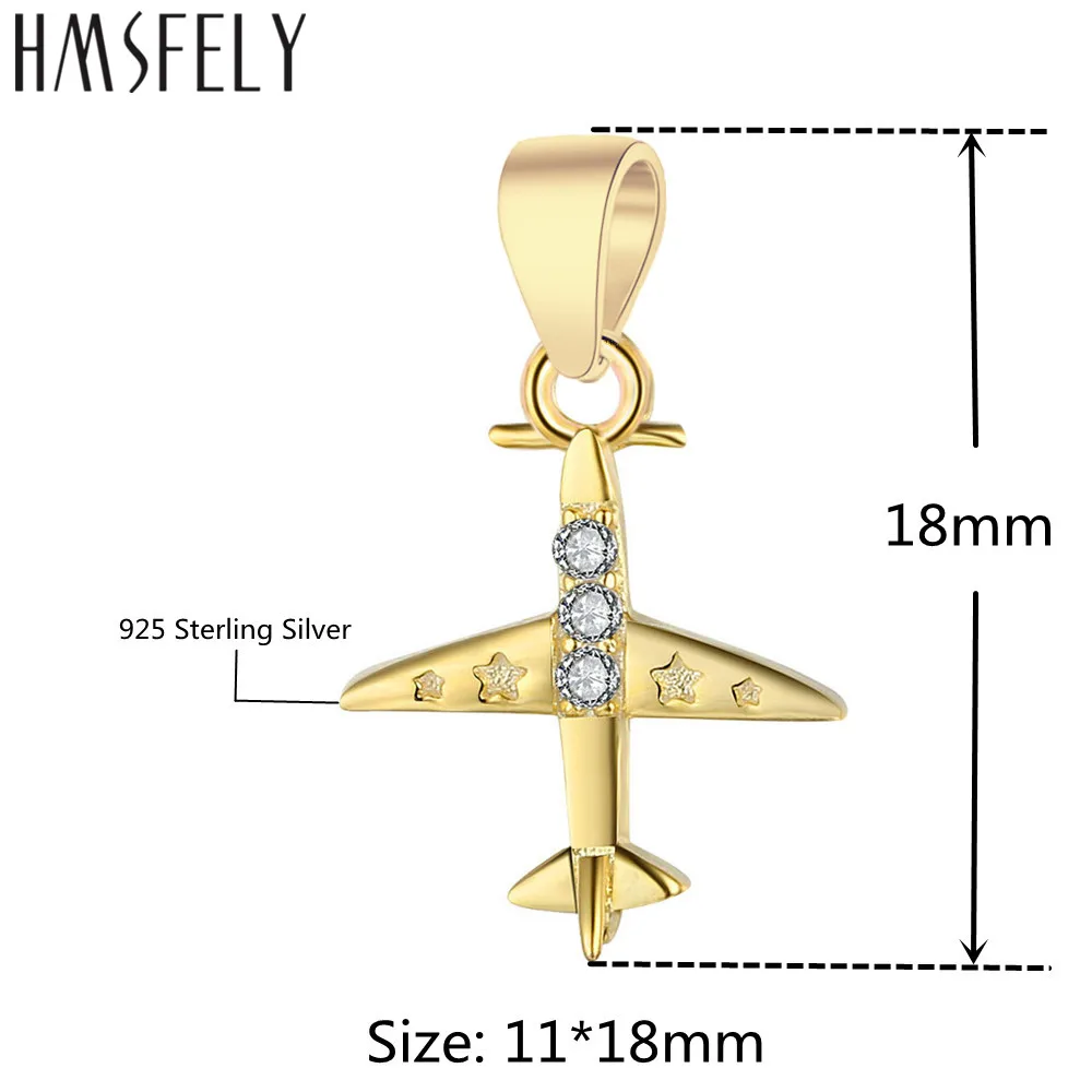 HMSFELY реальные 925 серебро золото самолет кулон DIY Браслеты с подвесками в виде