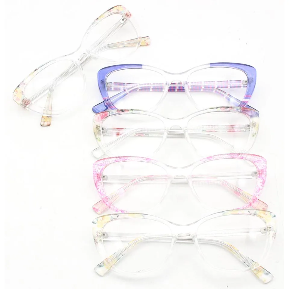

CP056 Модные прозрачные фиолетовые, желтые, оранжевые, синие женские оптические оправы для очков «кошачий глаз» пластиковые очки с пружинными петлями