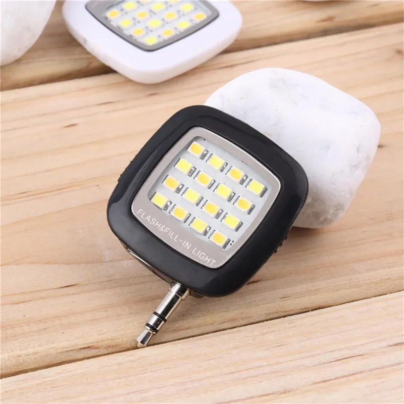 Mini 16 LED Camera Lamp Selfie Enhancing Dimmable Flash Light Rechargeable For iPhone Xiaomi Samsung (Black) | Электроника