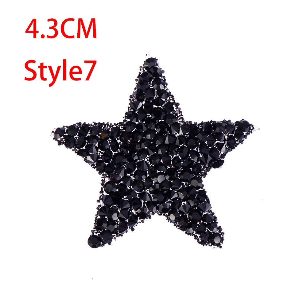 Style7 4.3cm Стразы со стразами, Звездные нашивки, поделки, мотив, железные нашивки, аппликация для теплопередачи, одежда, сумка для обуви, много размеров - Цвет: Style7 4.3cm