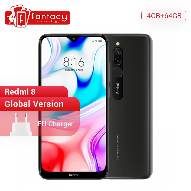 Мобильный телефон Xiaomi Redmi 8 4+64ГБ Snapdragon 439 восьмиядерный 12 МП 5000 мАч|Смартфоны| |