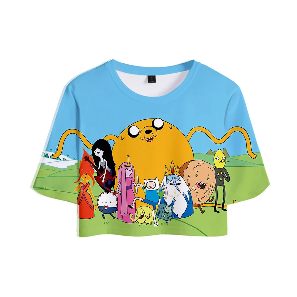 Adventure Time Print Midriff-baring футболка сексуальная женская модная популярная Повседневная футболка Harajuku короткий рукав горячая распродажа