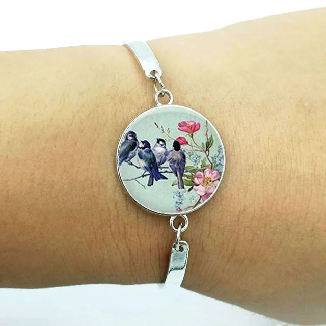 Винтажный серебряный браслет с птицами для свадебной вечеринки ювелирное