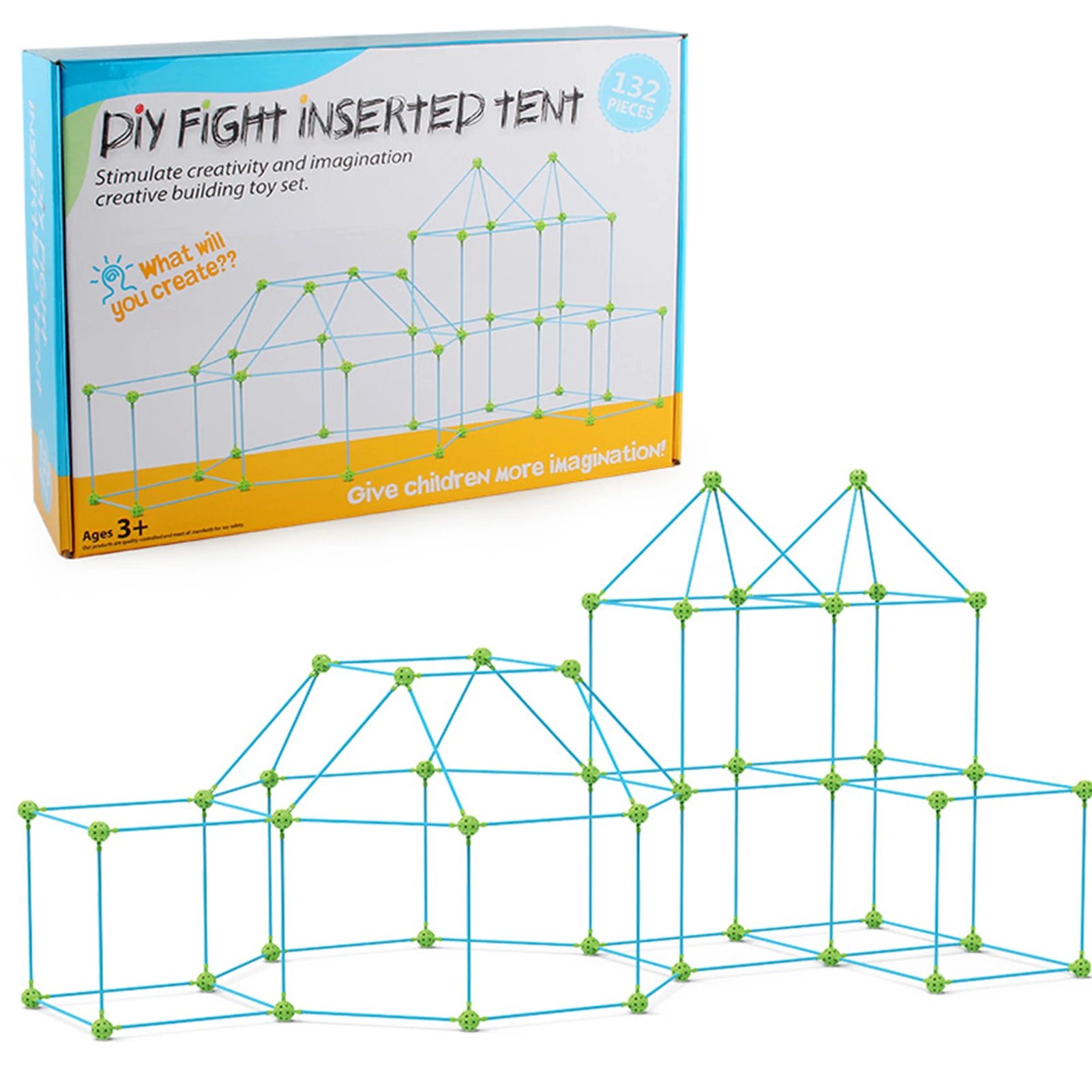 

132PCS Kids Fort Building Kit Fort Builder Construction Set Kids Toy Tents Fortress Builder Castles Tunnels Kids DIY Toys