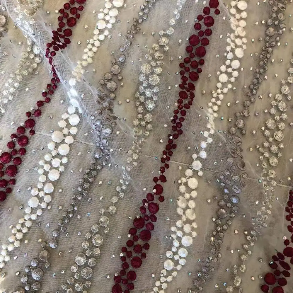 Новая модная сетчатая вышитая кружевная ткань 1 ярд для