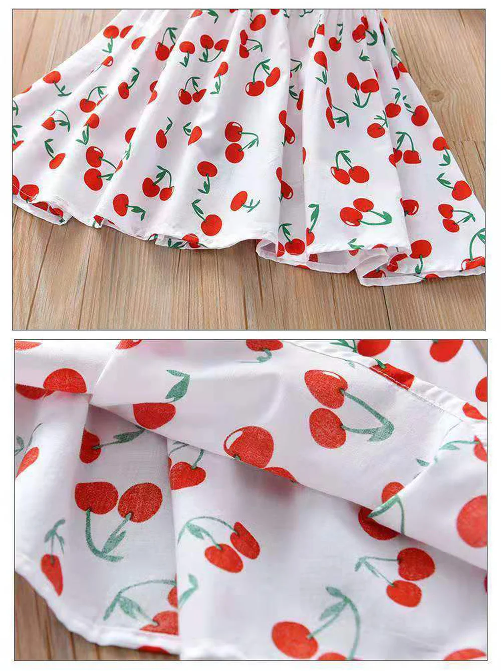 

New Fashion 2-7 Years Little Girls Clothing for Kids Cute Cherry Print Children Sun Dress for Baby Girl Summer Clothes 2021