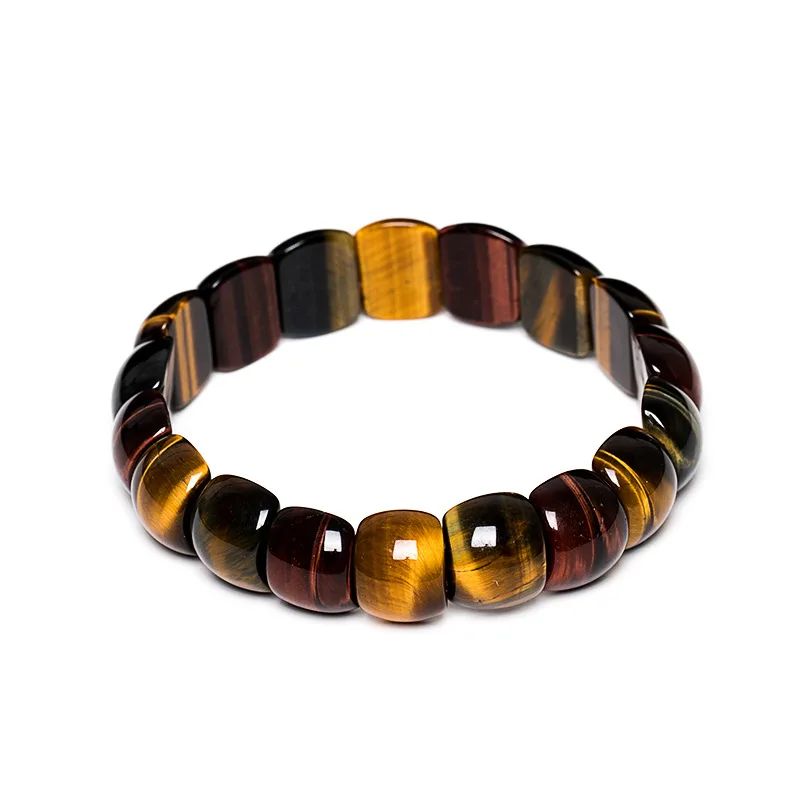 

4 Styles Size Natural Stones Tiger Eye Quartz Yellow Blue Red Color Stone Bamboo Healing Hand Row Bracelets For Men Bracelet