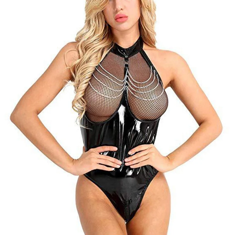 Готический Новый сексуальный костюм из искусственной кожи для танцев Женский с