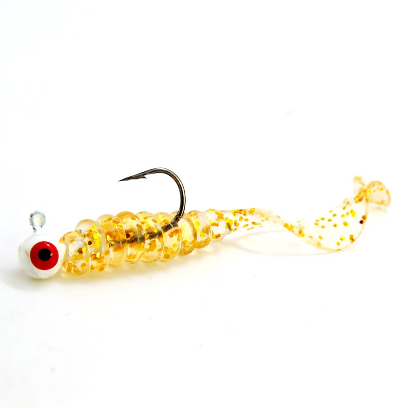 Мягкие приманки 3 5 г Jig Head Рыба 6 см серп хвост искусственные черви партиями по