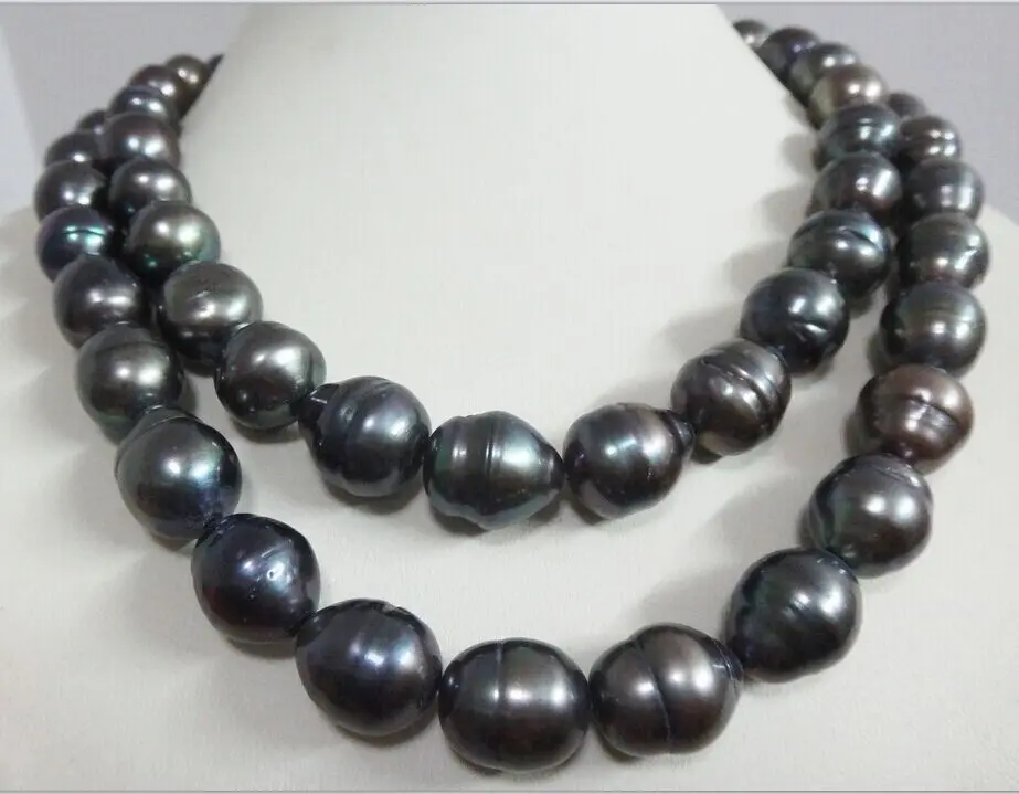 

Огромное ожерелье с натуральным черным жемчугом окружающего моря 12-14 мм, серебро 925 пробы, ювелирные цепочки 34 дюйма, ожерелье для женщин, же...
