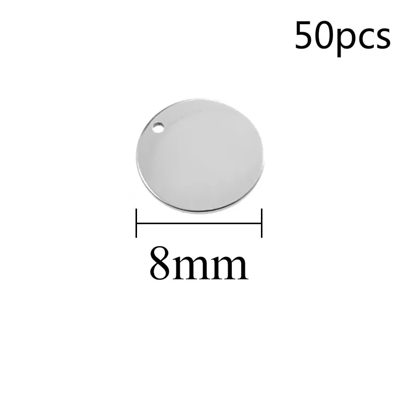 8mm 50pcs Нержавеющая сталь, металлическим украшением и закругленным штамповки пустые теги металла для изготовления бижутерии поставка Accessori6/8/10/12/14/15/18/20/25/30/40 мм - Окраска металла: 8mm 50pcs