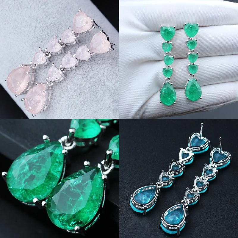 Женские винтажные серьги-подвески Newranos длинные висячие серьги в форме сердца и