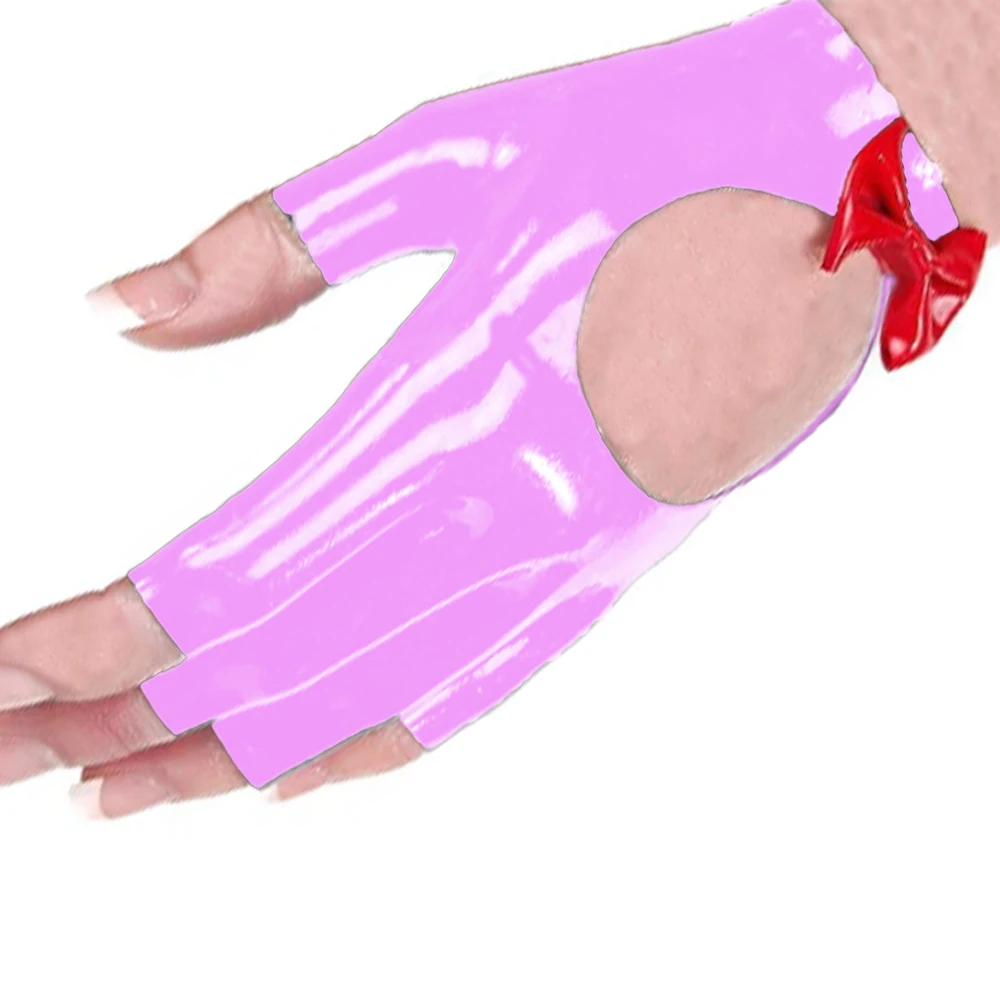 Готическое Фетиш клуб перчатки женские митенки украшенная бантом для резиновые