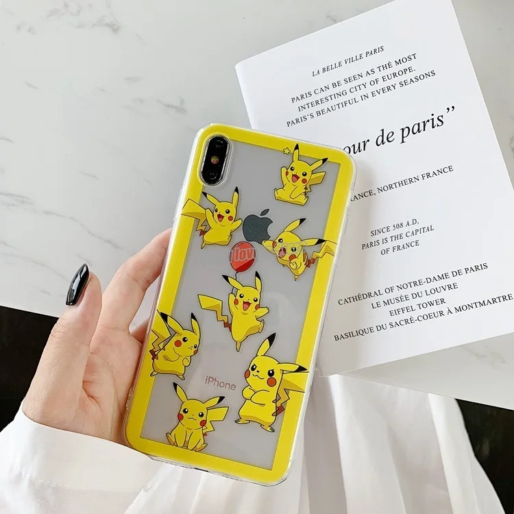 Прозрачный чехол для телефона с покемоном Пикачу iPhone 13 pro max 12 mini 11pro x xr xs 7 8plus