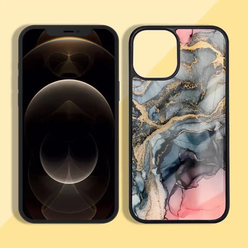 

Dark Blue Marble Pattern Phone Case Silicone TPU+PC For iPhone11 12 mini Pro MAX 7 8 Plus X XR XS Samsung S20 10 9 8 Plus ultra