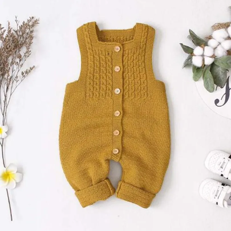 Детский комбинезон осенняя вязаная детская одежда для новорожденных без рукавов