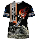 Летняя мужская футболка с круглым вырезом, уличная мода с 3D принтом, Мужская футболка с коротким рукавом и принтом бензопилы, Новинка
