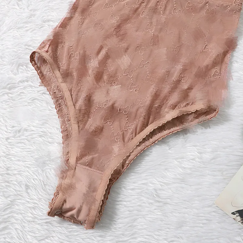 

Summer Beach Bikini One-Piece Swimwear Letter Embroidered Transparent Mesh Swimwear European and American Sexy Ladies Bikini Set