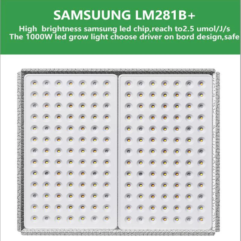 Светодиодный светильник полного спектра для выращивания растений Samsung LM281b 1000 Вт