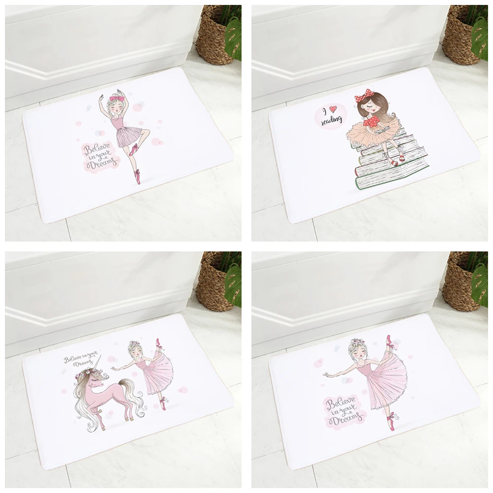 Милый балетный напольный коврик для девочек нескользящий декоративный детской