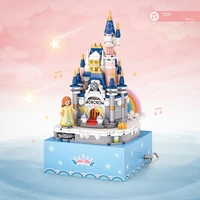 fairy tale princess castle mini block music box building bricks assemble figures educational toys collection for girls gifts